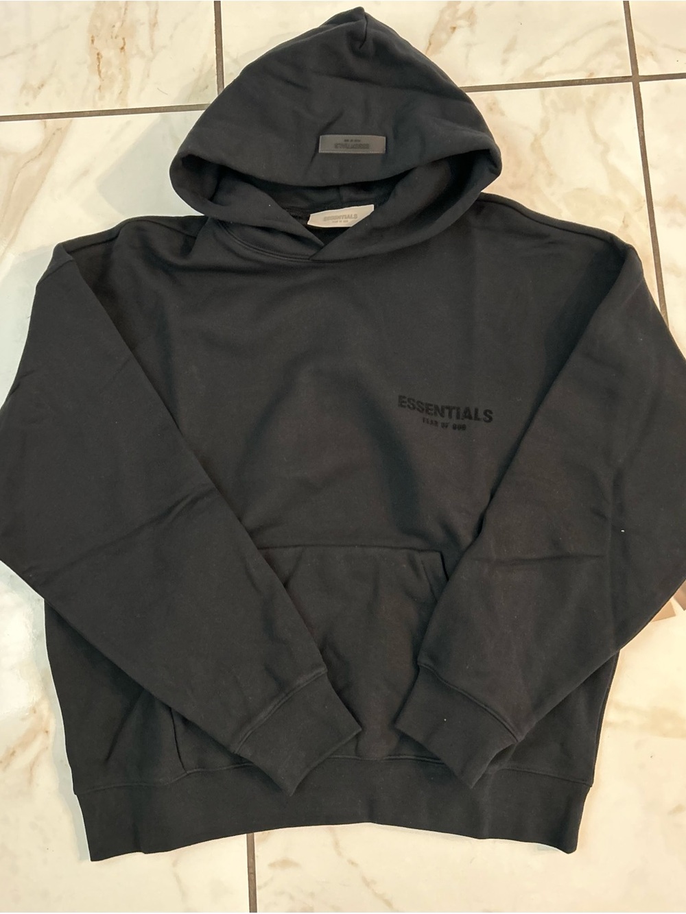 Essentials Men’s Black Pullover Hoodie with Subtle Logo